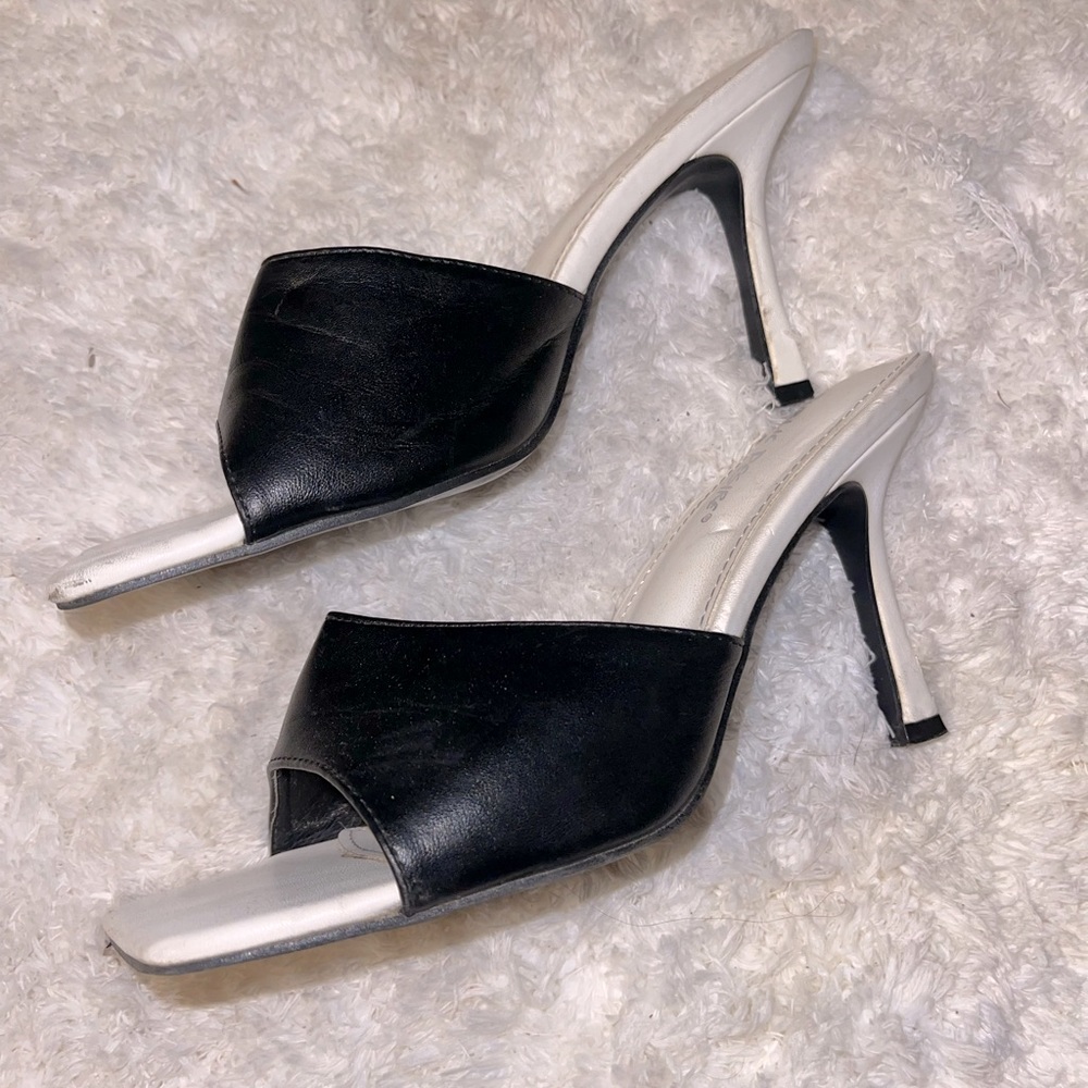 Black and white heels